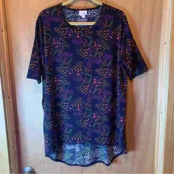 LulaRoe Womens Multicolor Round Neck High Low Tunic Blouse Top SZ S - Picture 9 of 15